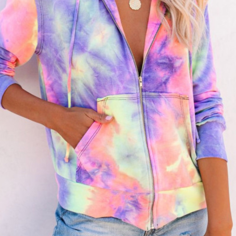 4xHP💝Boutique tie dye zippered hoodie - Picture 3 of 7
